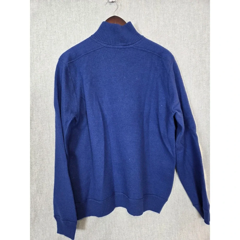 Banana Republic Men's XL Sweater 1/4 Zip 100% Wool Royal Blue Mock Neck Soft Dad